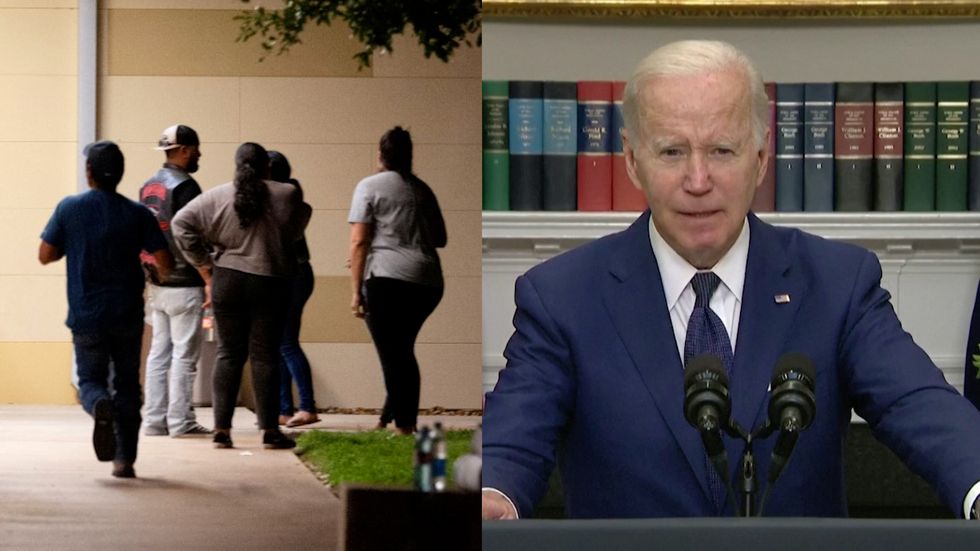 Joe Biden and mourners at the scene