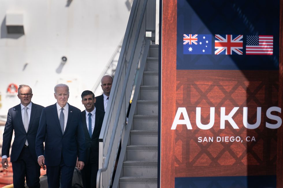 Joe Biden and Rishi Sunak in San Diego for the Aukus launch