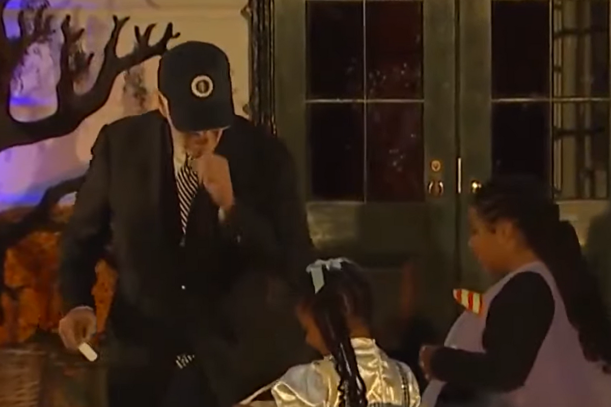 Joe Biden coughing during the White House's Halloween event