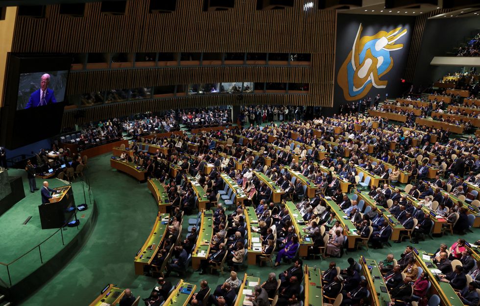 Joe Biden delivered his speech to a full house in New York