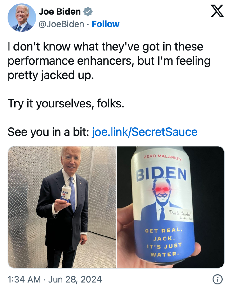 Joe Biden's post to X