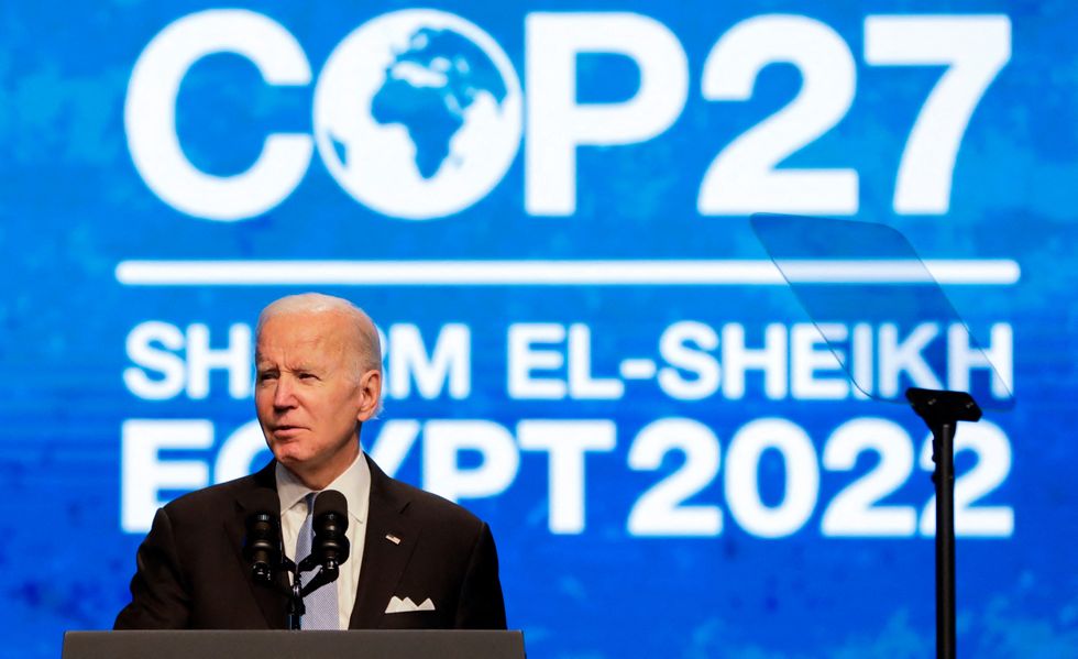 Joe Biden speaks at the Cop27 summit.
