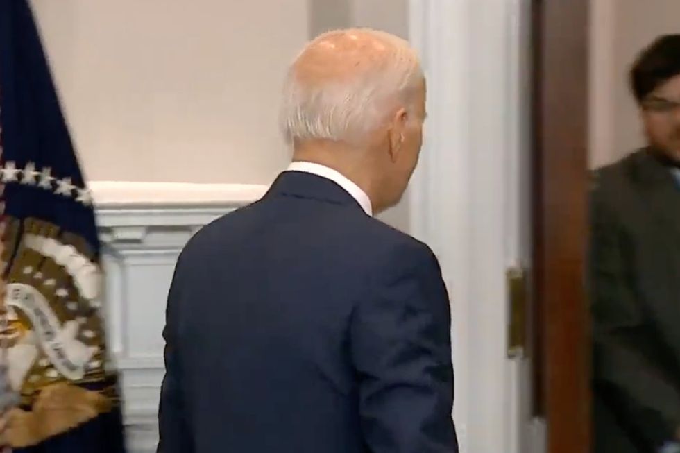 Joe Biden walks away