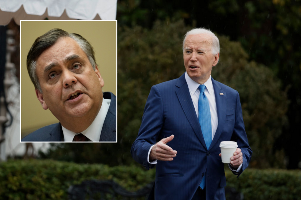 Joe Biden with inset of Jonathan Turley