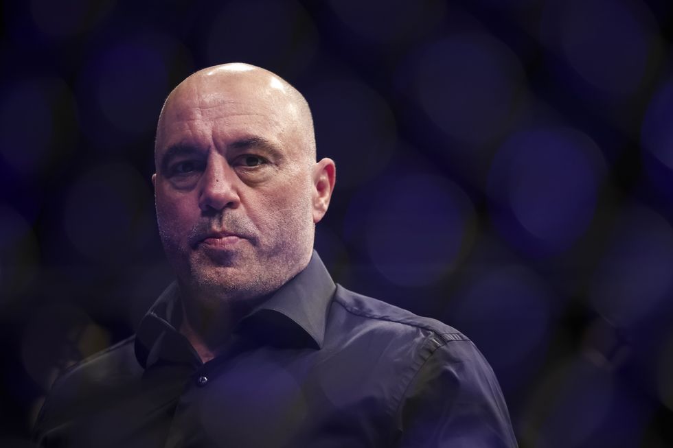 Joe Rogan looks on during the UFC 273 event at VyStar Veterans Memorial Arena