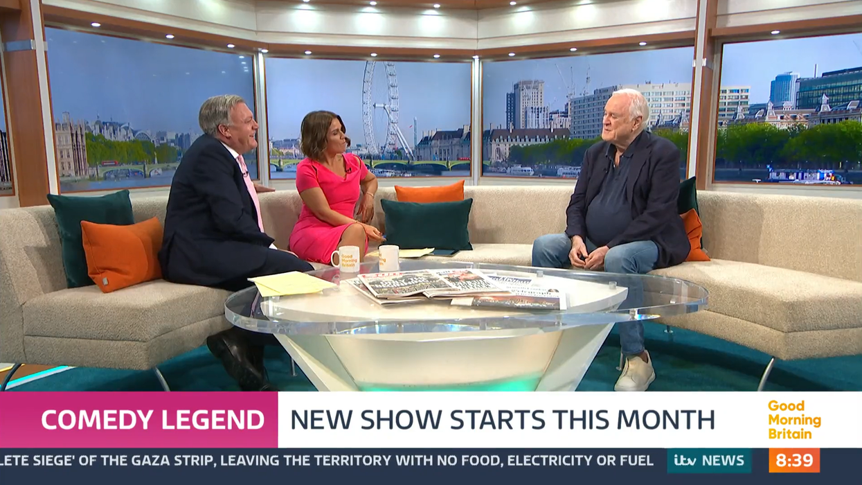 John Cleese with Ed Balls and Susanna Reid on GMB