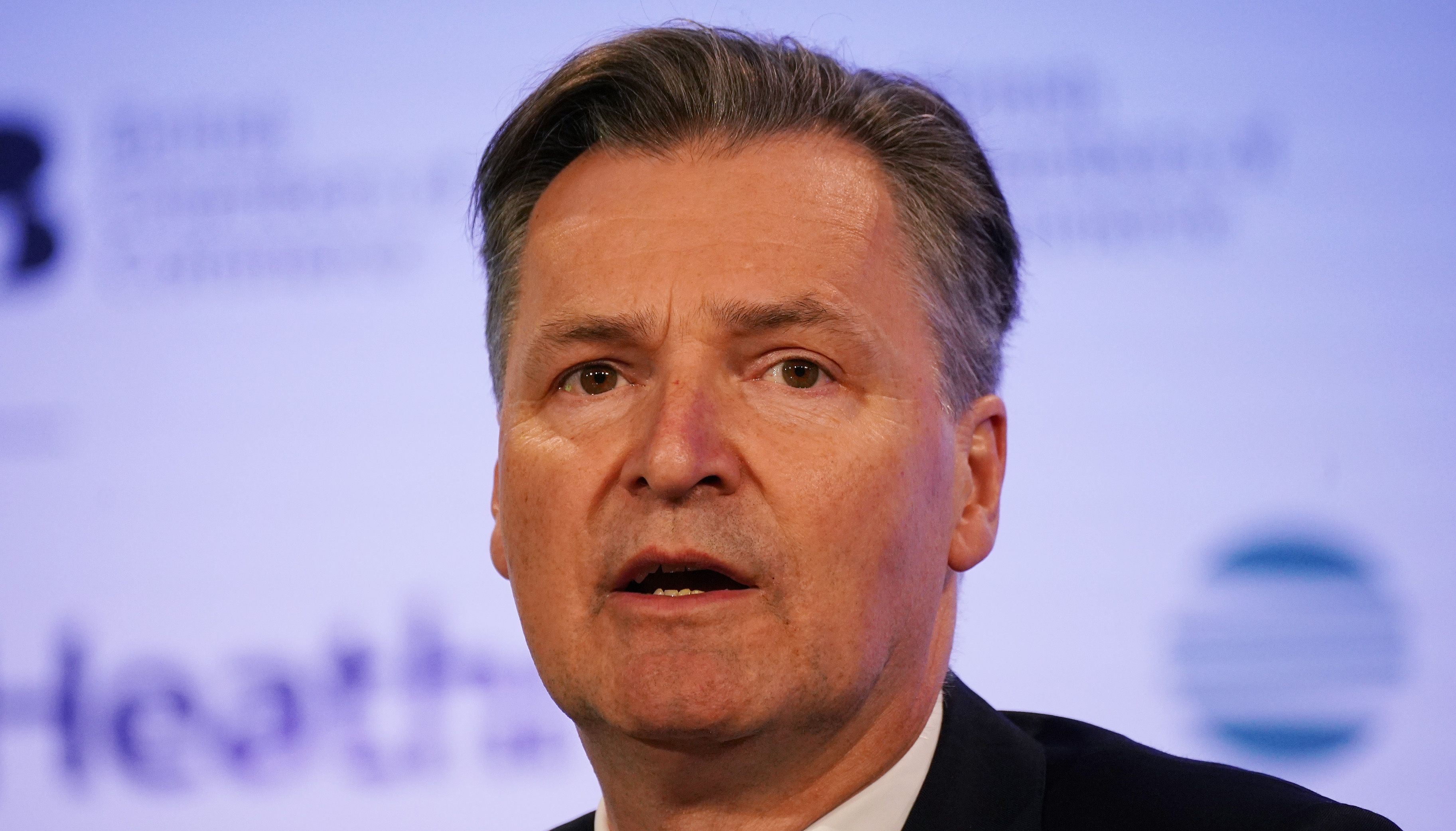 John Holland-Kaye, Chief Executive Officer, Heathrow Airport, in conversation with Baroness Ruby Mc Gregor-Smith, BCC President, during the British Chambers Commerce Annual Global conference at the QEII Centre, London. Picture date: Thursday June 30, 2022.