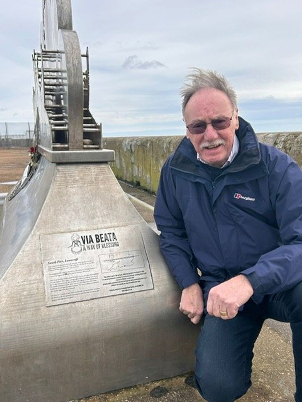 John Parry at the St Davids end of the Via Beata, a 400-mile pilgrimage route from the western tip of Wales to England's easternmost point