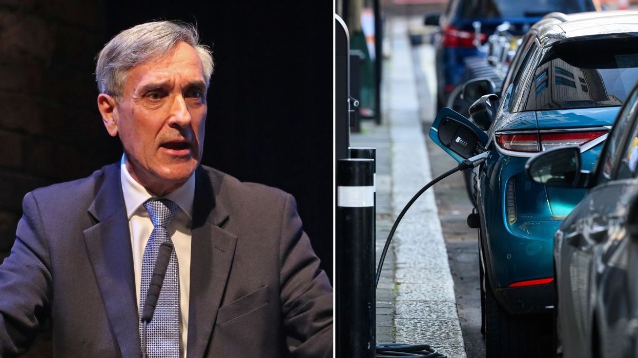 John Redwood in pictures and photo of electric car being charged