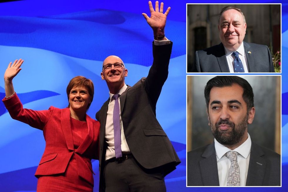 John Swinney with Nicola Sturgeon, Alex Salmond, Humza Yousaf