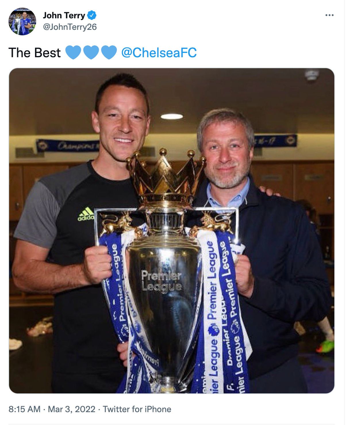 John Terry's post to the Chelsea owner