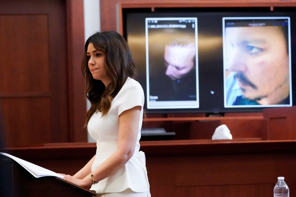 Johnny Depp's attorney Camille Vasquez gives closing arguments during Depp's defamation case against ex-wife Amber Heard at the Fairfax County Circuit Courthouse in Fairfax, Virginia, U.S., May 27, 2022. Steve Helber/Pool via REUTERS