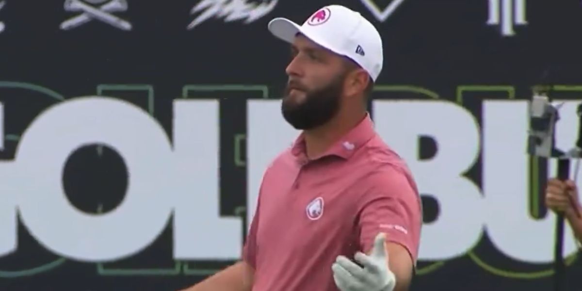NextImg:Jon Rahm gives death stare at LIV Golf UK event before caddie brands spectator a 'd***head'