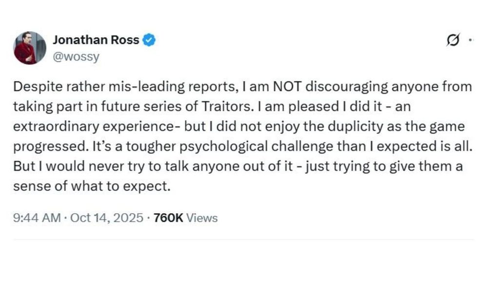 Jonathan Ross X post