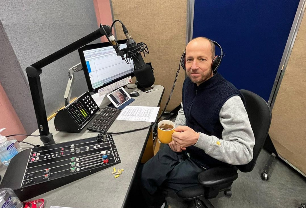 Jonnie Irwin in a radio studio