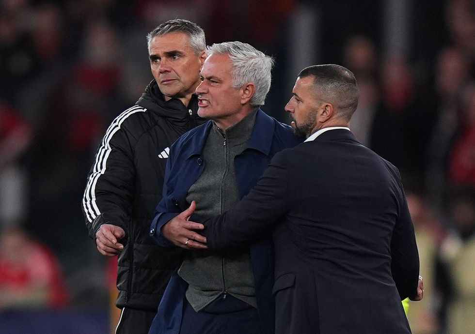 Jose Mourinho was positively seething with the referee before earning a red card