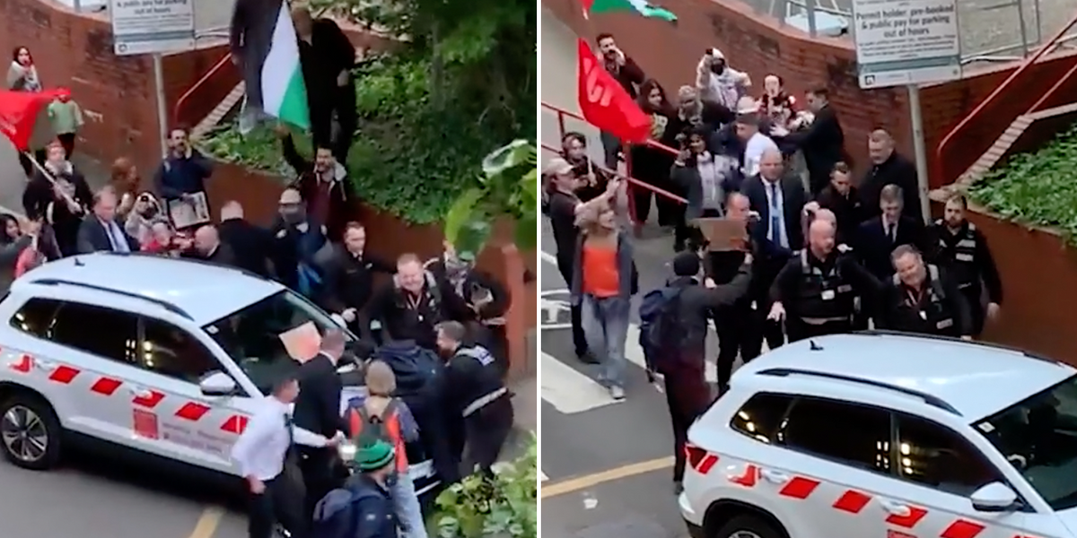 NextImg:WATCH: Jacob Rees-Mogg is hounded by pro-Palestine protesters