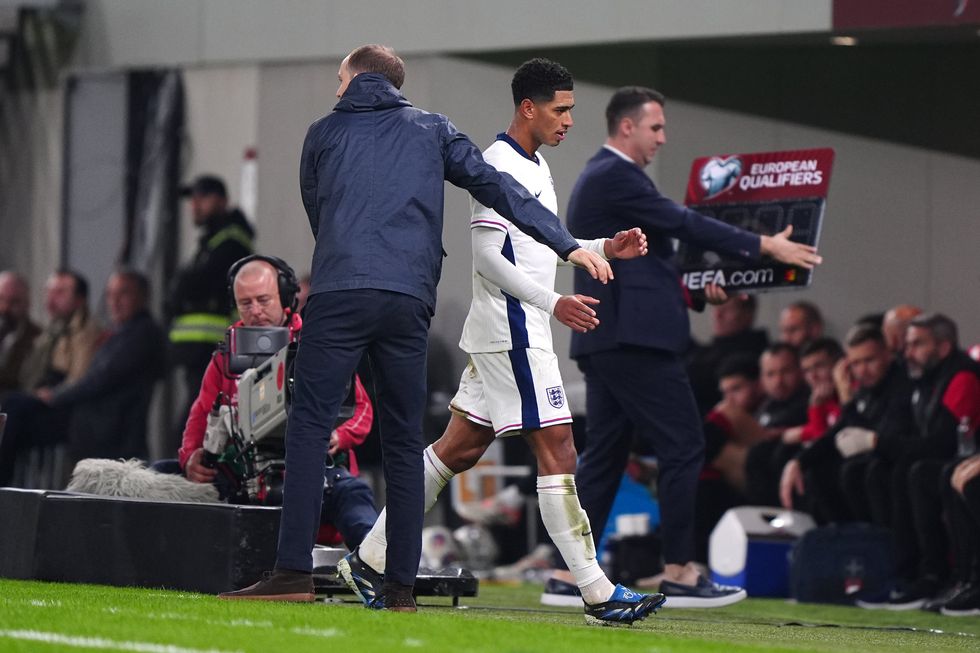 Jude Bellingham was not happy after coming off against Albania
