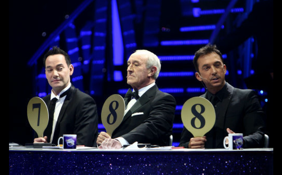 Judges Craig Revel Horwood Len Goodman and Bruno Tonioli during a Strictly Come Dancing dress rehearsal