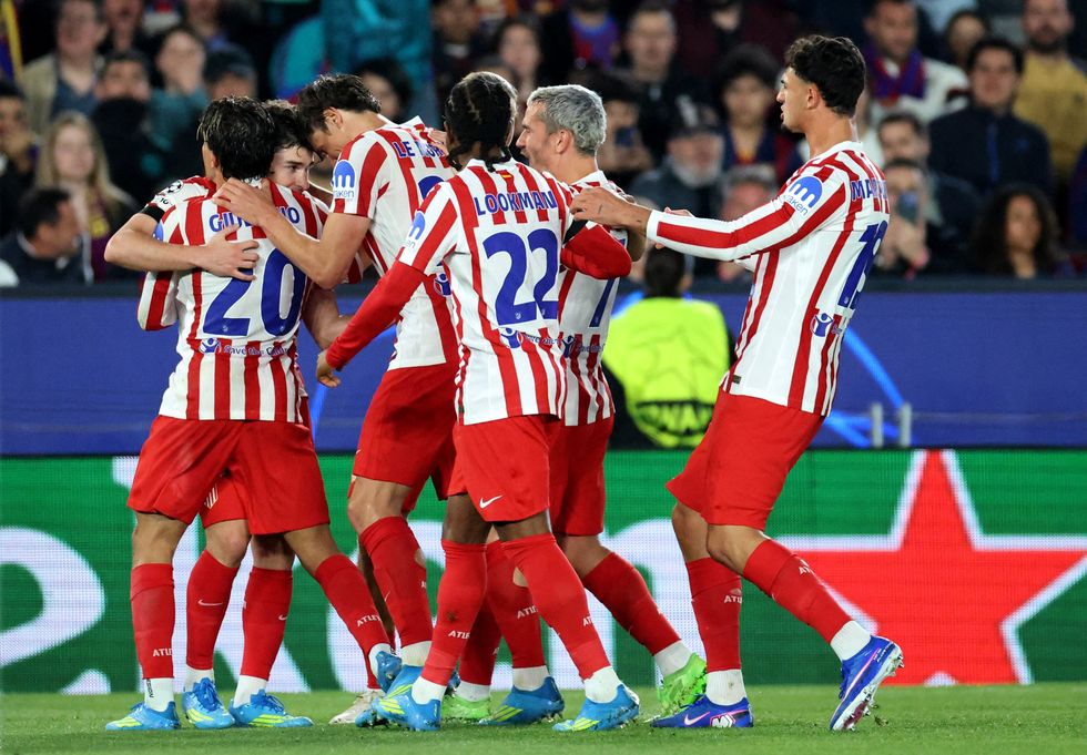 Julian Alvarez's stunning free-kick gave Atletico Madrid the lead after Pau Cubarsi was sent off