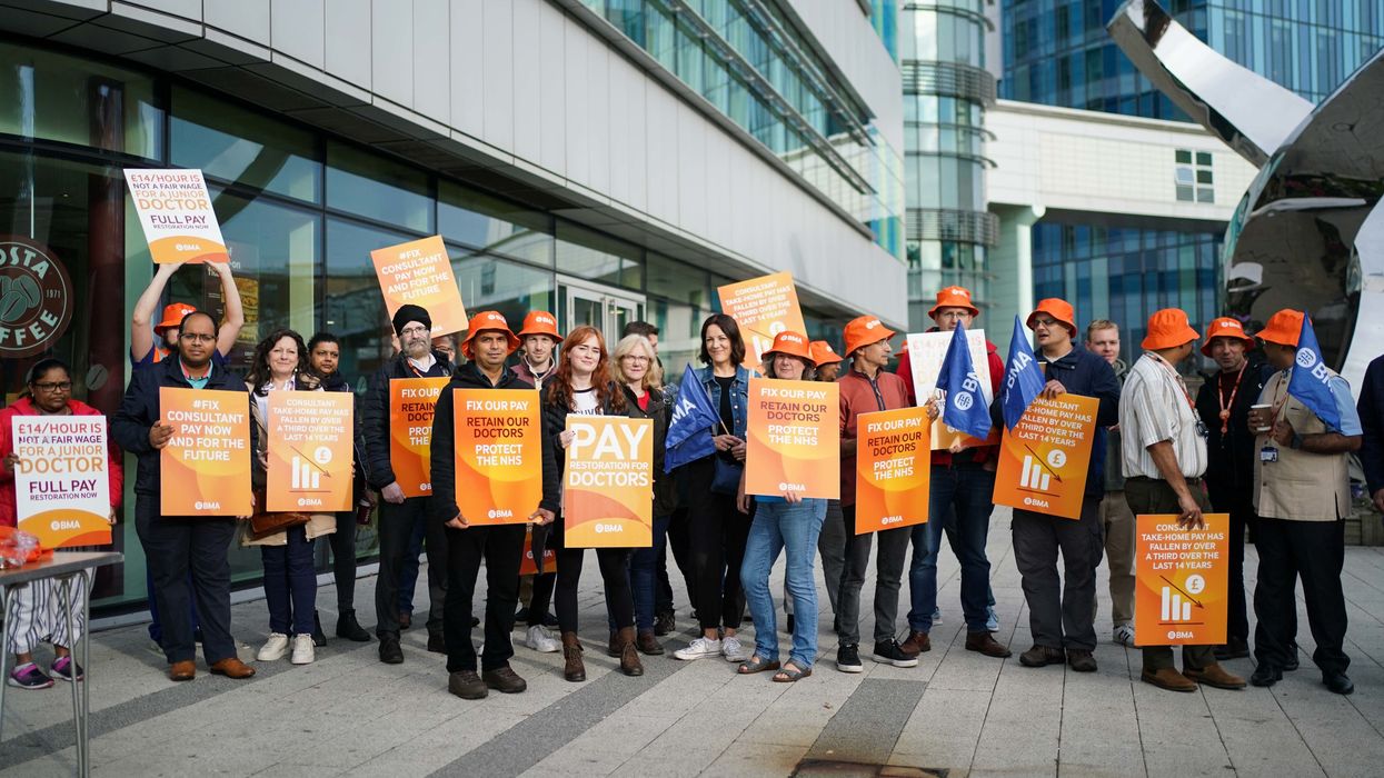 Junior doctors and medical consultant members of the British Medical Association (BMA) on the picket line
