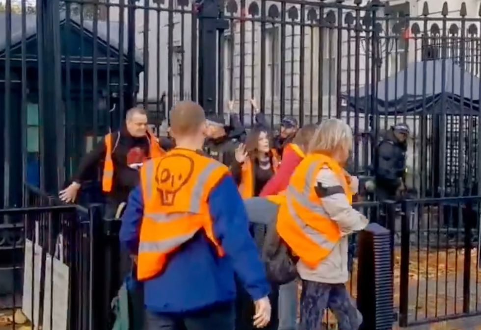 Just Stop Oil activists have attempted to scale the gates of Downing Street