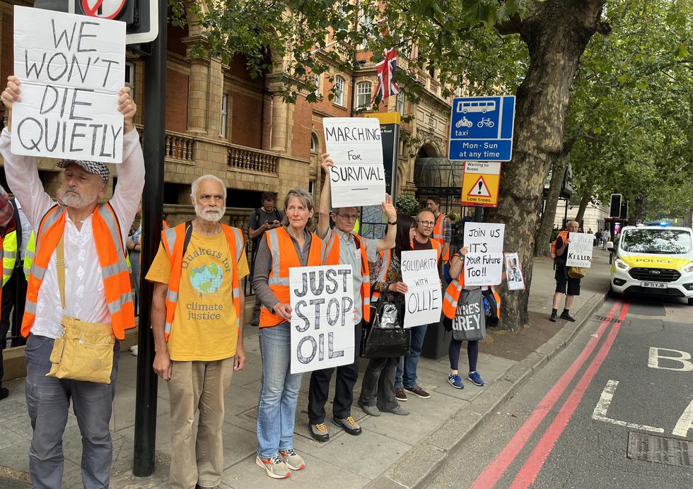 Just Stop Oil gather outside Westminster Magistrates Court in July