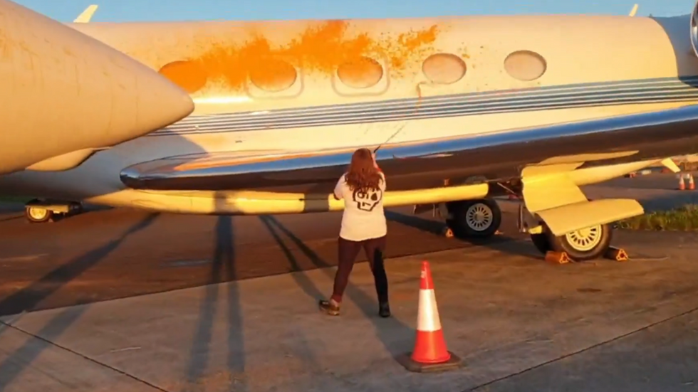 Just Stop Oil painting plane