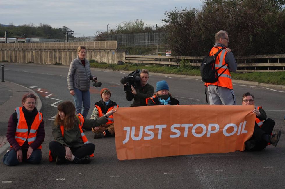 Just Stop Oil protesters blocking roads near the Essex depot