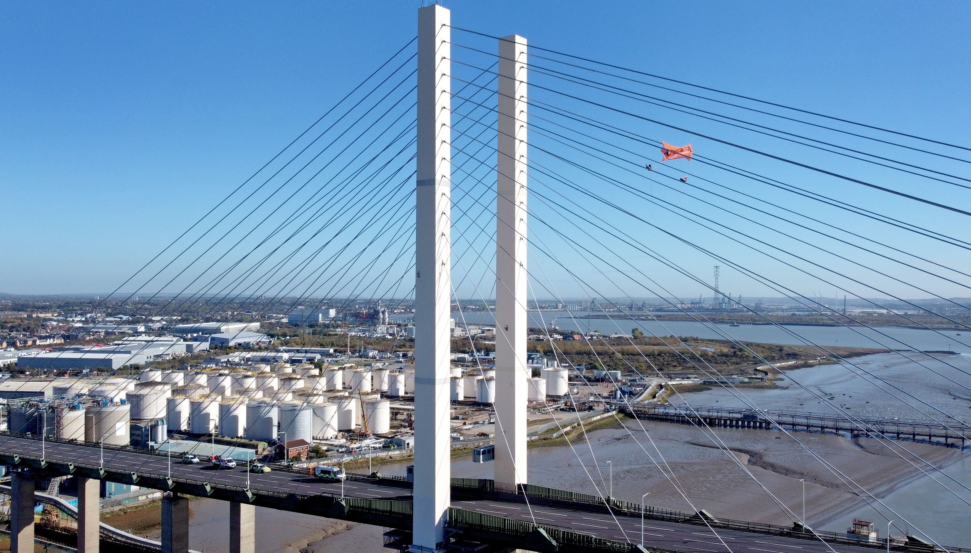 Just Stop Oil protesters caused major disruption with protests on the Queen Elizabeth II Bridge, which links Kent and Essex. Picture date: Tuesday October 18, 2022.
