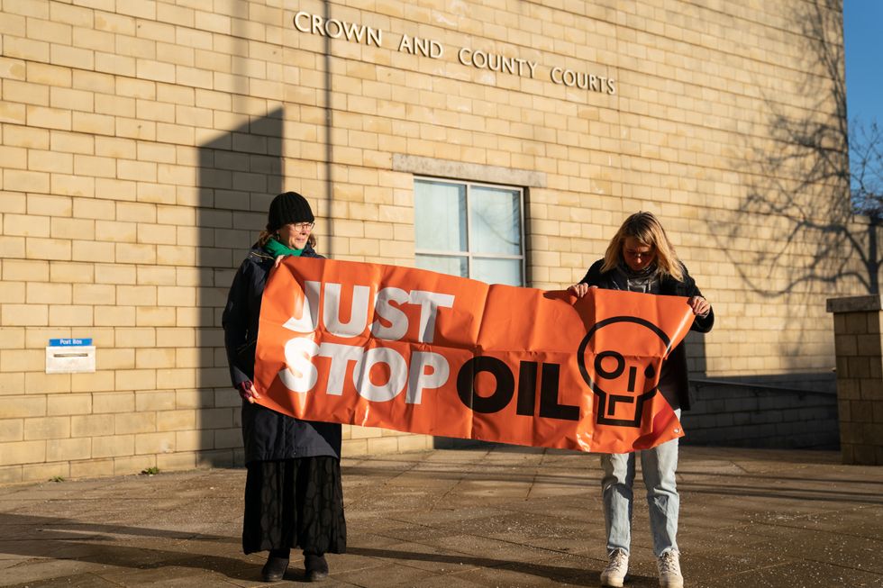 Just Stop Oil protesters outside Northampton Crown Court