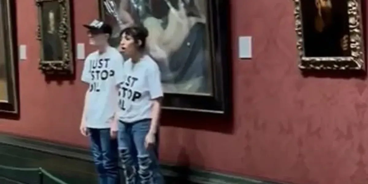NextImg:Just Stop Oil use HAMMERS as they smash up National Gallery painting in protest at Sunak