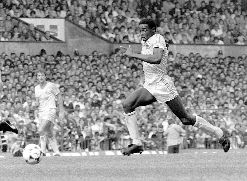 Justin Fashanu (the first profession footballer to warrant a 1 million transfer) during his playing days at First Division Nottingham Forest Football Club.