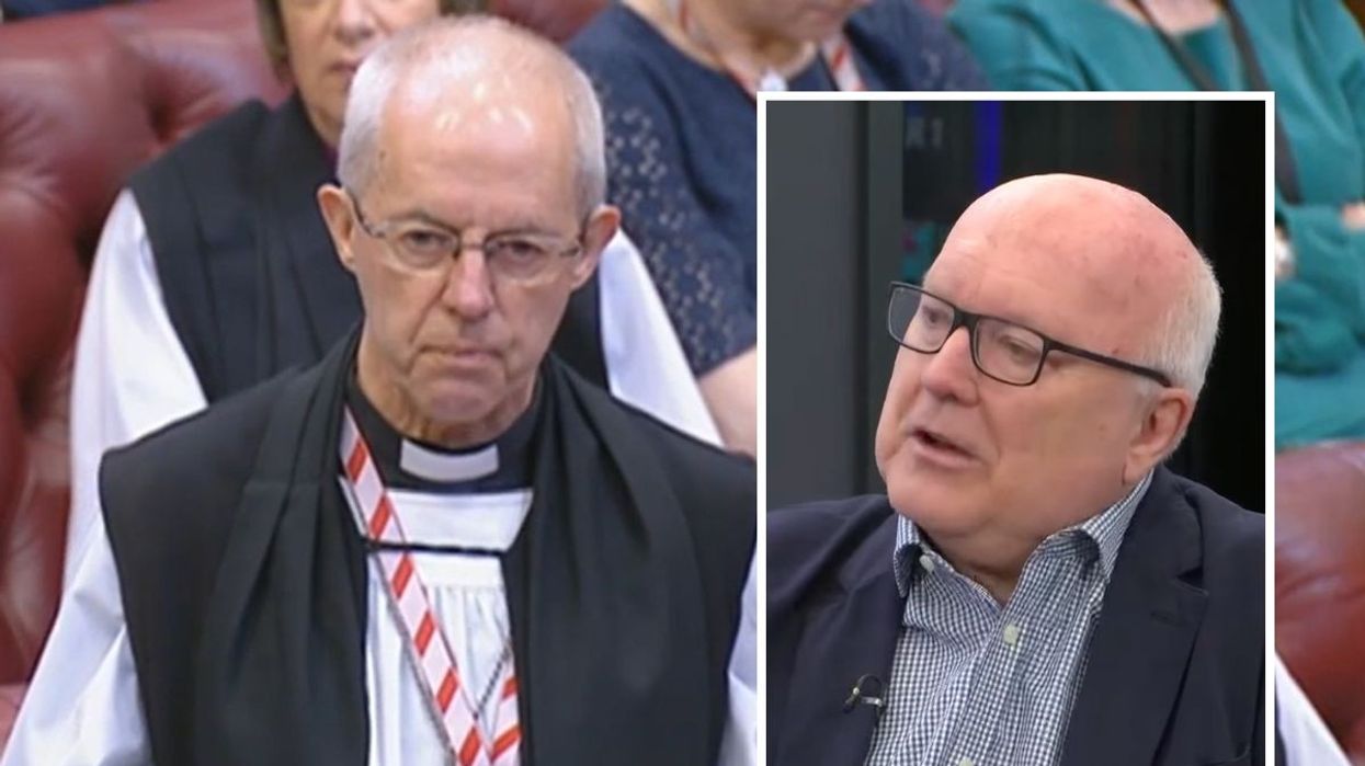 Justin Welby, inset of George Brandis
