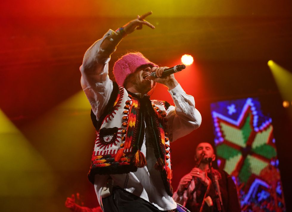 Kalush Orchestra, Eurovision winners from Ukraine, performed their first UK gig at Shangri-La's Truth Stage, during the Glastonbury Festival at Worthy Farm in Somerset.