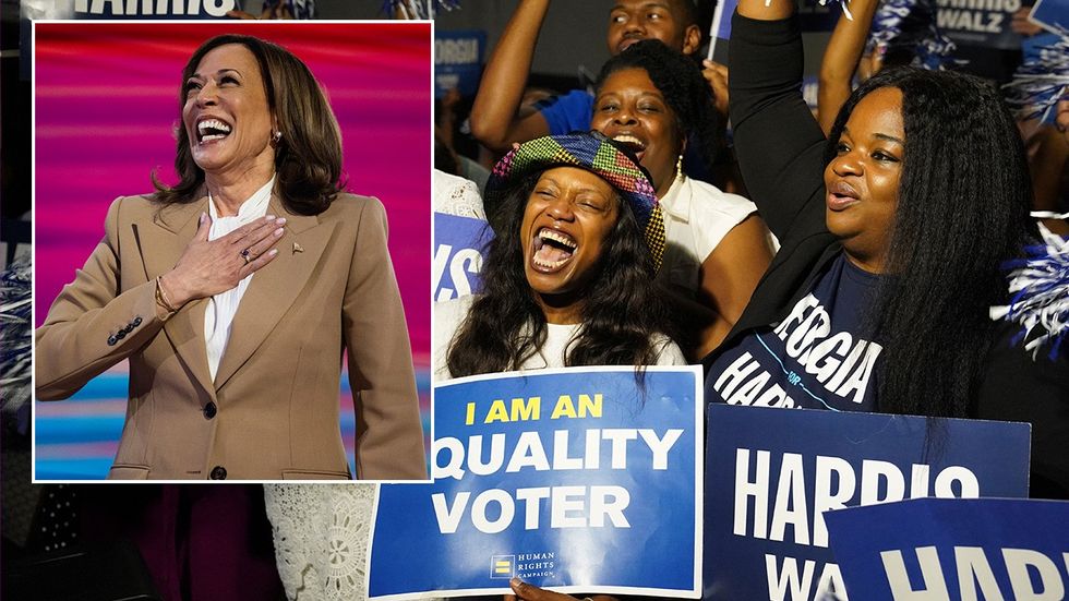 Kamala Harris and supporters