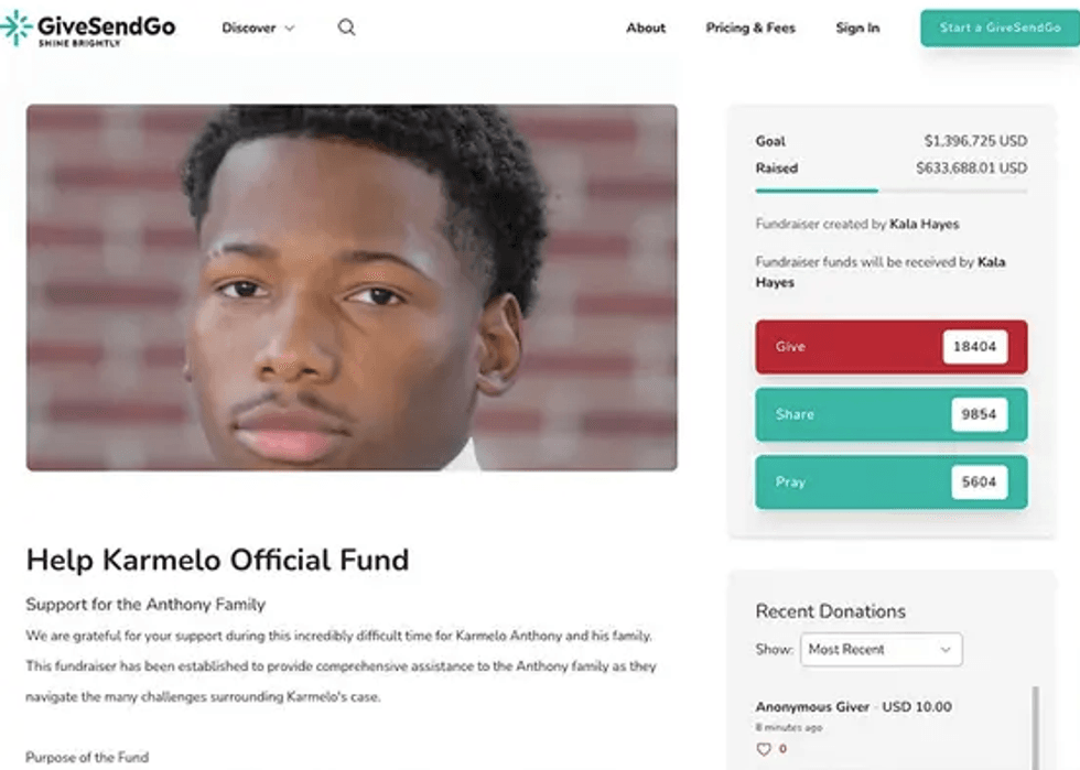 Karmelo Anthony GiveSendGo page