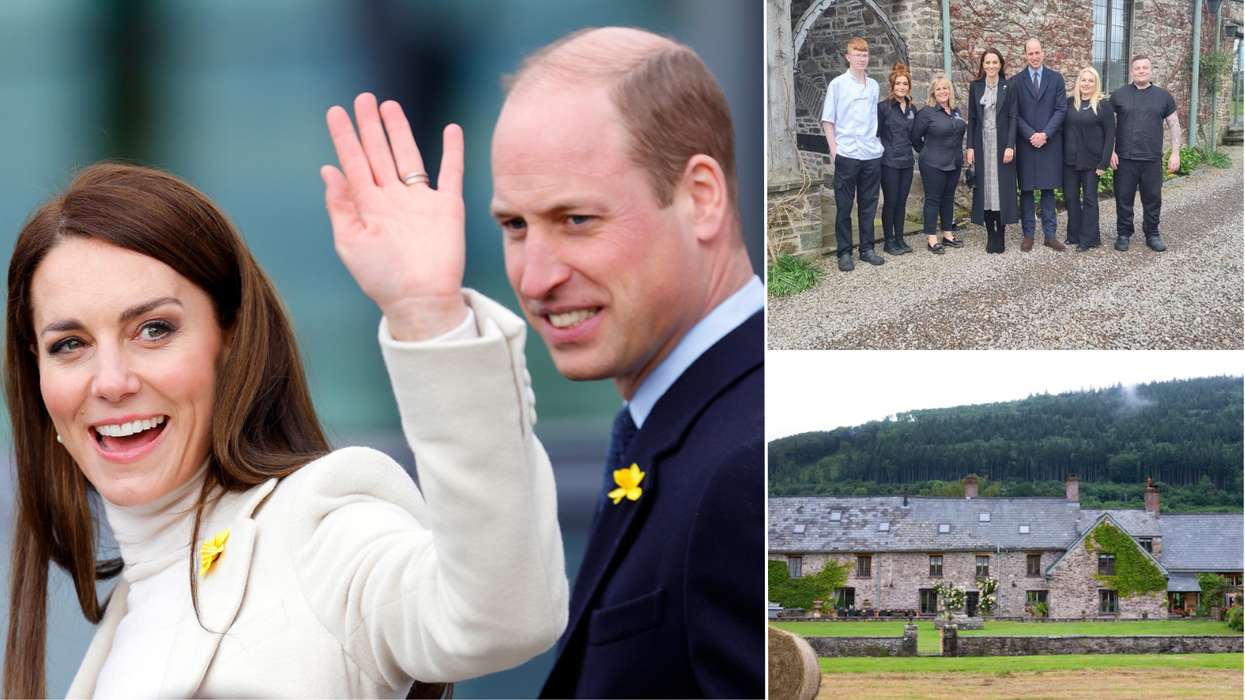 Kate and William in Wales/Kate and William with guesthouse staff/Airbnb