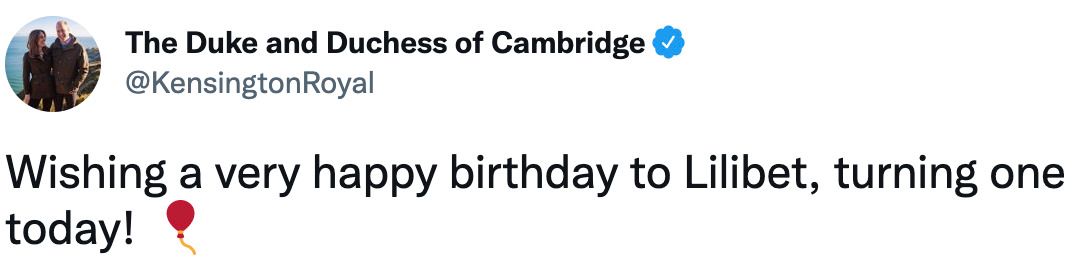 Kate and William wished their niece a happy first birthday via Twitter
