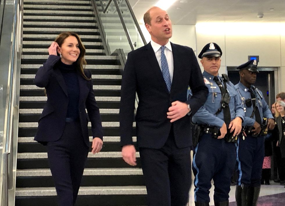 Kate Middleton and Prince William are welcomed at Logan Airport.