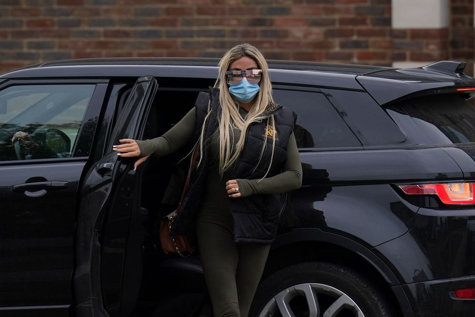 Katie Price outside Crawley Magistrates' Court in West Sussex, where she is appearing charged with harassment - breach of a restraining order. Picture date: Wednesday April 27, 2022.