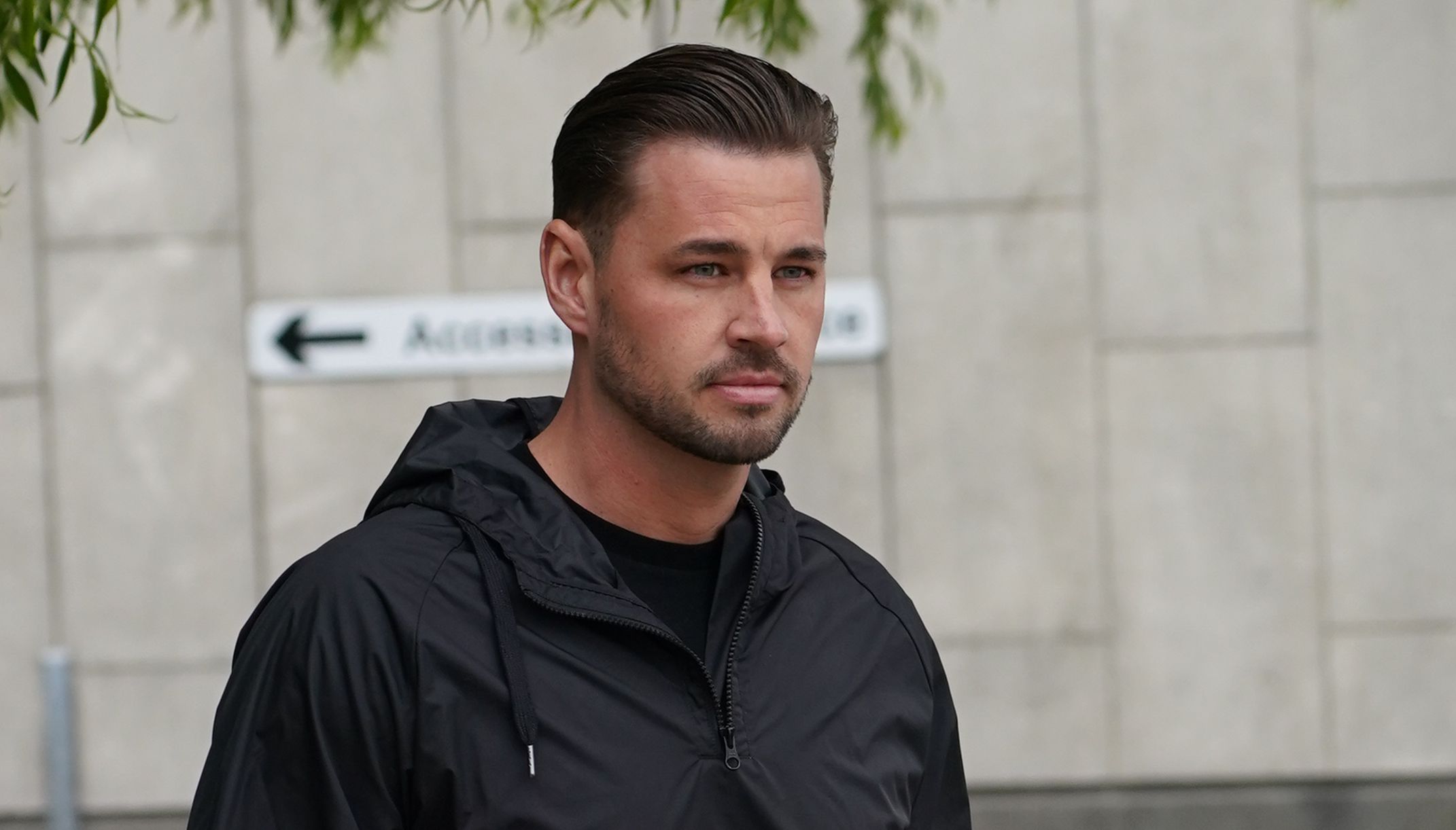 Katie Price's fiancee Carl Woods outside Crawley Magistrates' Court in West Sussex