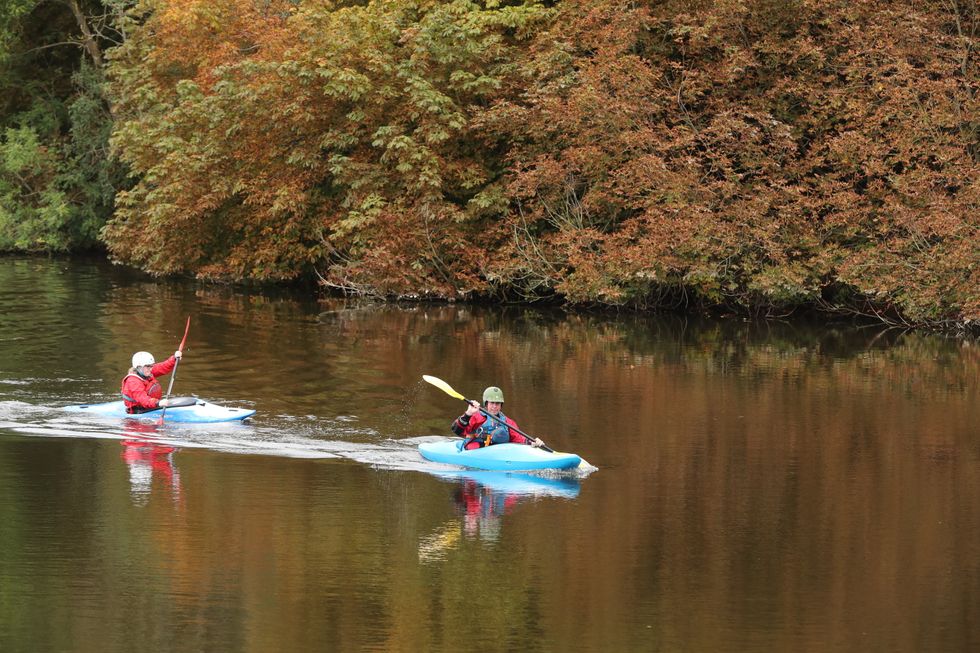 Kayakers on the river boyne at Slane Castle in Slane, County Meath.