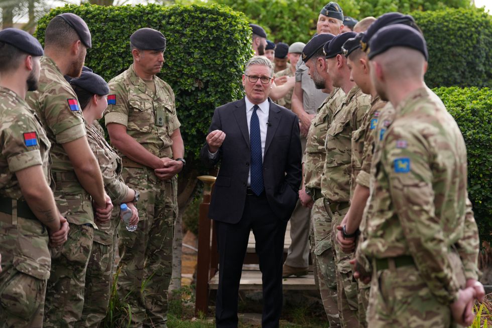 Keir Starmer addressing soldiers