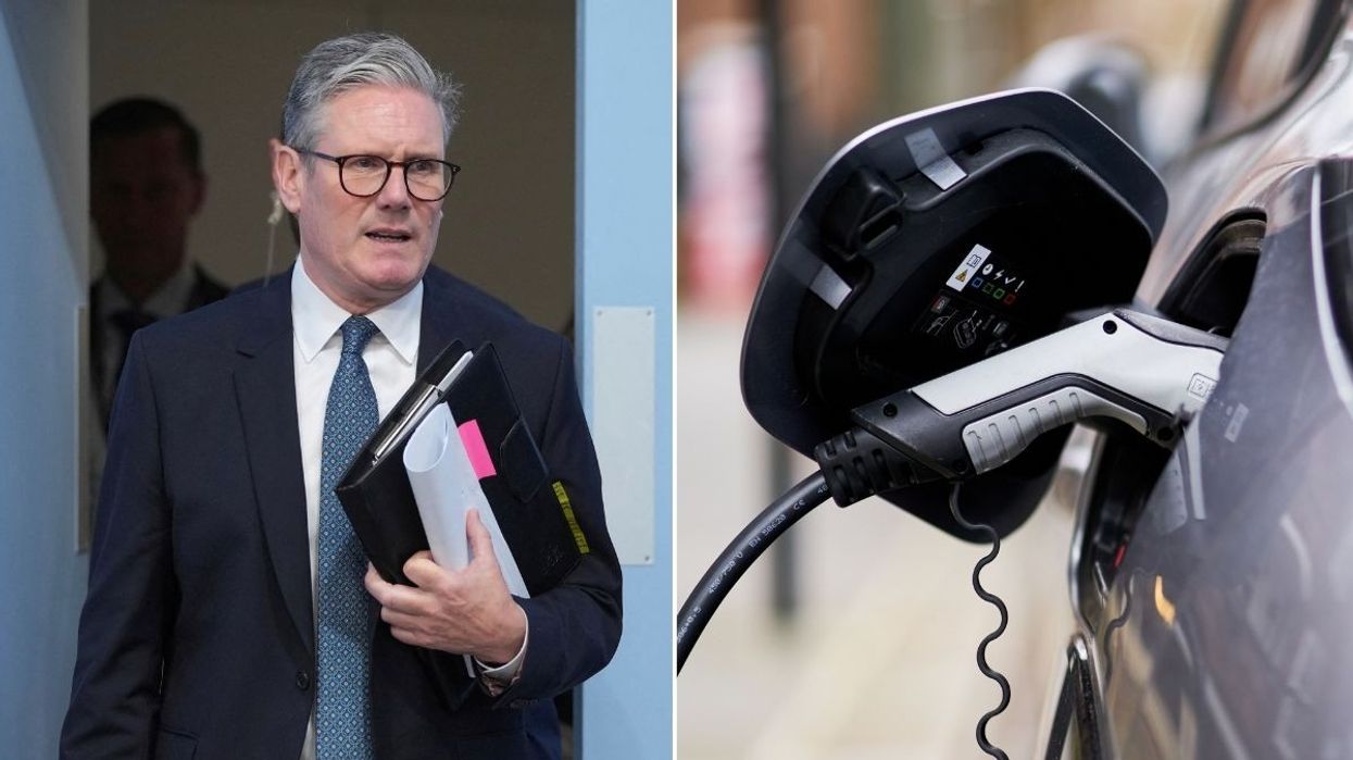 Keir Starmer and an electric car charger