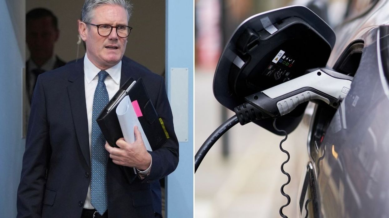 Keir Starmer and an electric car charger