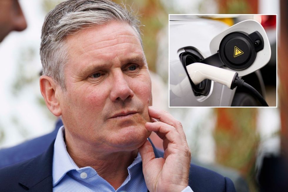 Keir Starmer and an EV charger