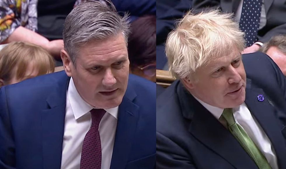 Keir Starmer and Boris Johnson at PMQs