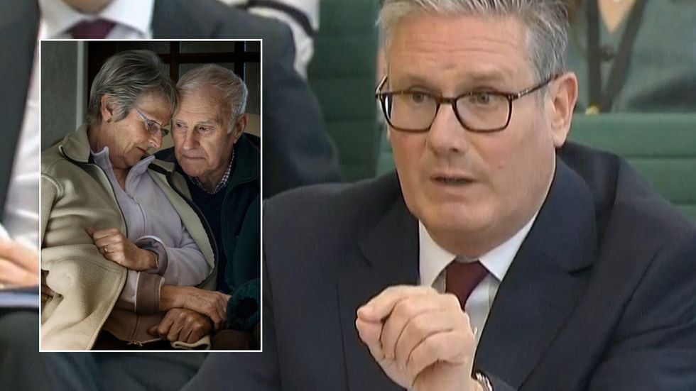 Keir Starmer and elderly couple