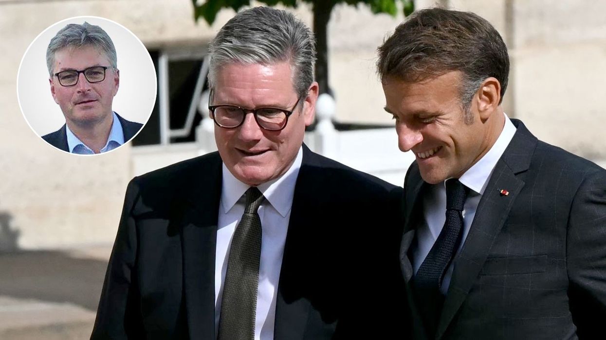 Keir Starmer and Emmanuel Macron in pictures and Daniel Kawczynski inset